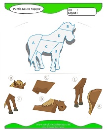 Puzzle Kes Yapıştır Çalışma Sayfaları